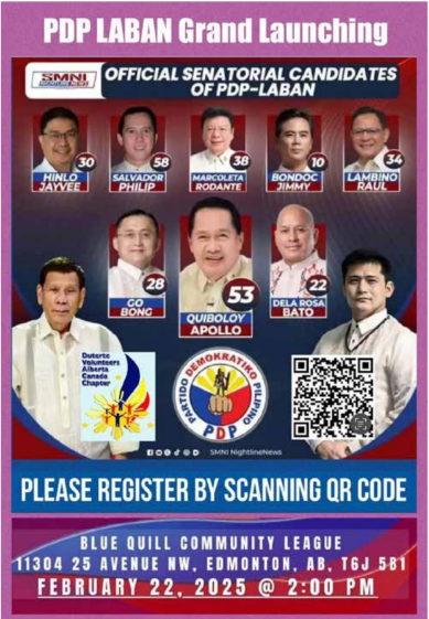 SMNI, DVAC to jointly hold PDP Laban sentorial bets launching on Feb. 22